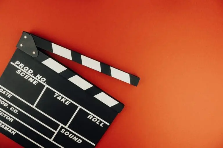 A clapper board before casting director Sunday Boling provides audition advice.