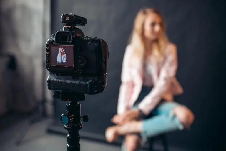 An actress auditioning with her best self-tape setup.