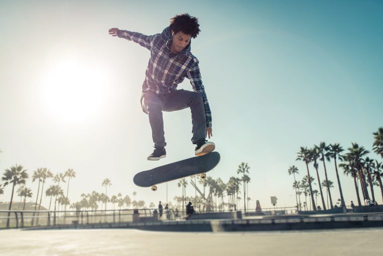 An actor skateboarding before he auditions for a role that's casting in L.A. this week.