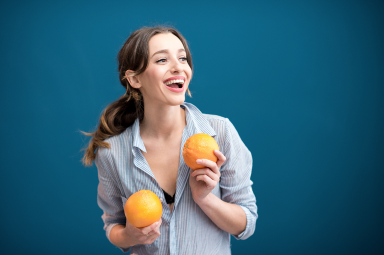 A stage actor practicing her routine for the day.