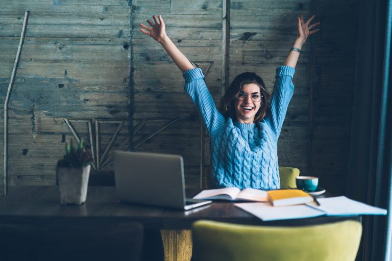 An actress ecstatic that she's impressed a casting director and landed the role