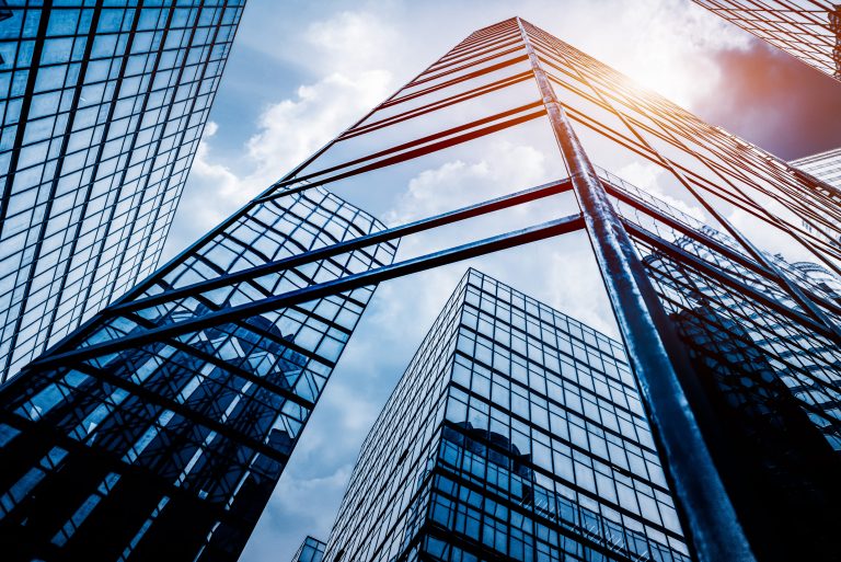low angle view of skyscrapers in Shenzhen,China.