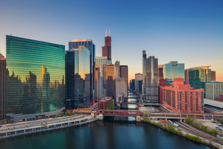 Chicago, a major production hub at dawn.