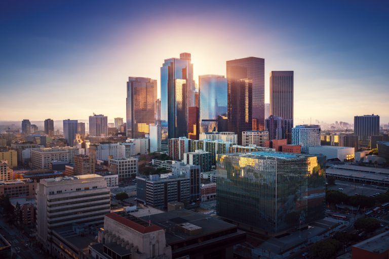 Sunset over Los Angeles, where Acting Up guests Stephanie Hsu & Stephen Graham audition for roles.