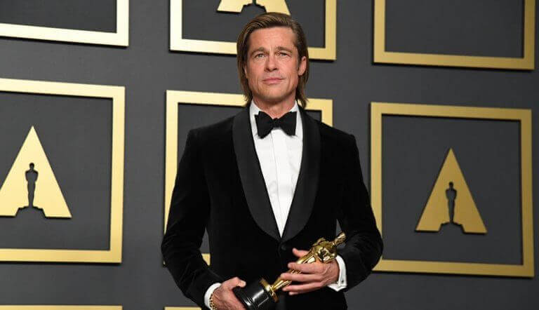 Brad Pitt accepts the Oscar for Actor in a Supporting Role, giving a great speech in the process.
