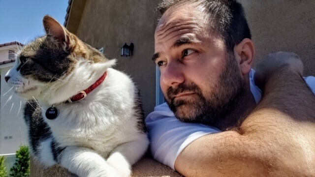 Casting Director Jason Kennedy and his cat.