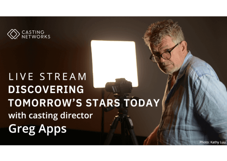 Flyer for Casting Networks' Live Stream with Casting Director Greg Apps