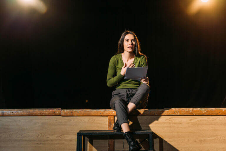 An actress choosing to include visceral language as a tactic for her scene work for her next play.