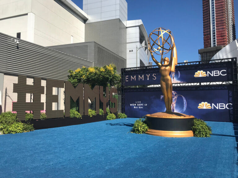 The entrance to the Emmy Awards. Who will win in the best actor and actress in a comedy series categories?