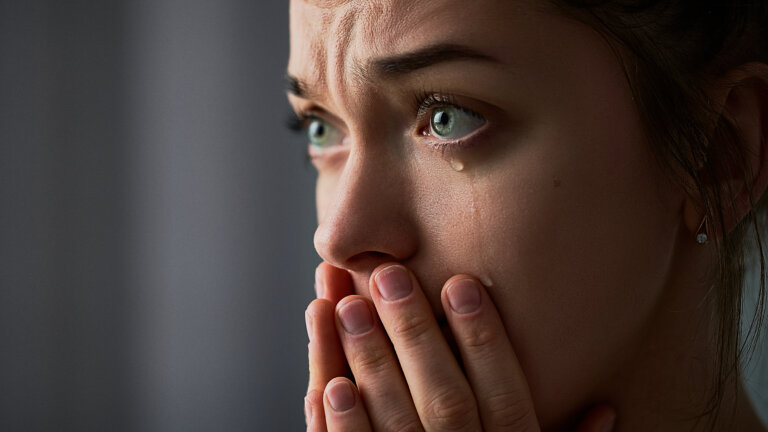 An actress crying on command. She's learned how to be excellent at this skill, but it takes a lot out of her.