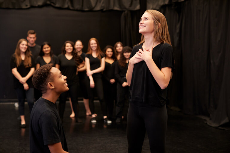 Two acting students learning about when overacting can be a good thing.