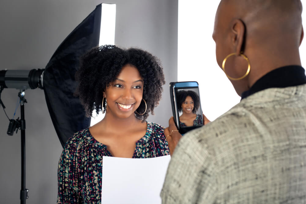 An actress using the Casting Networks app to film her self tape. She will edit using the Advanced Media feature.