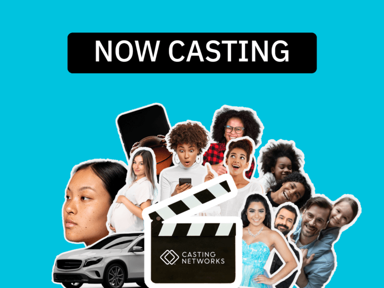 A fun assortment of actors and a Kia car behind a clapper that reads "Casting Networks."