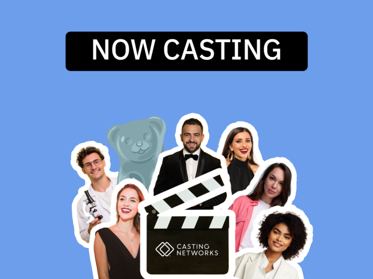 A diverse group of actors, male and female accompanied by a gummy bear in a collage.