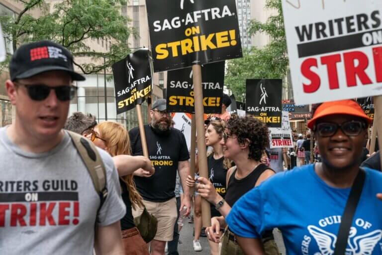 Various writers and actors on strike.