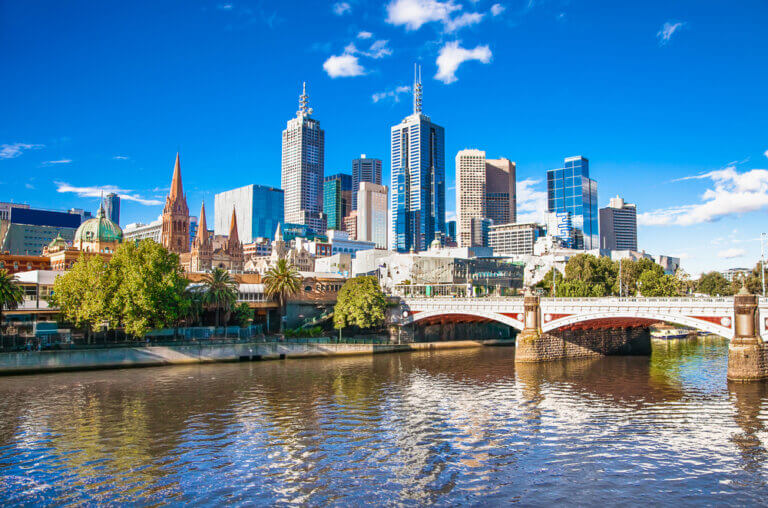 Melbourne skyline on a sunny day.