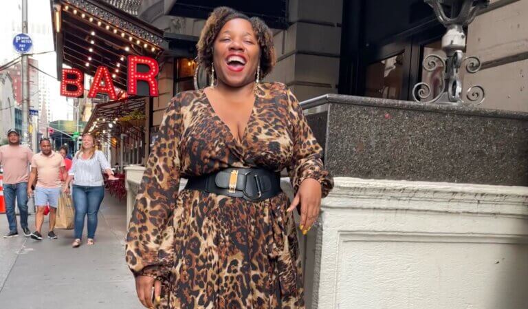 Casting director Sherrie Henderson walking in the downtown Los Angeles..