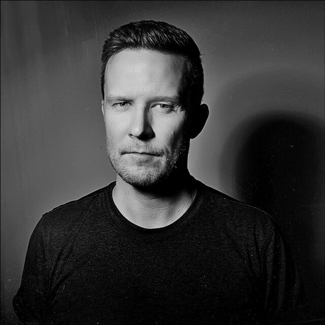 Black and white photo of Actor Will Chase.
