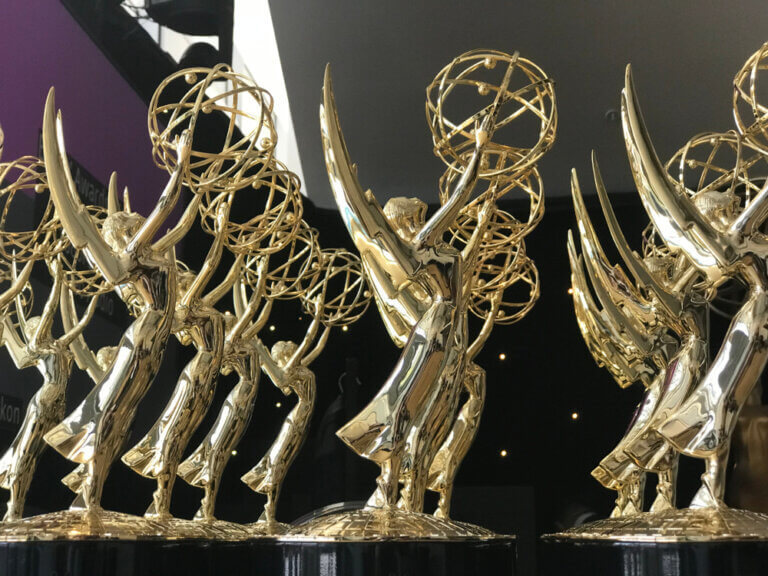 A collection of Emmy awards.