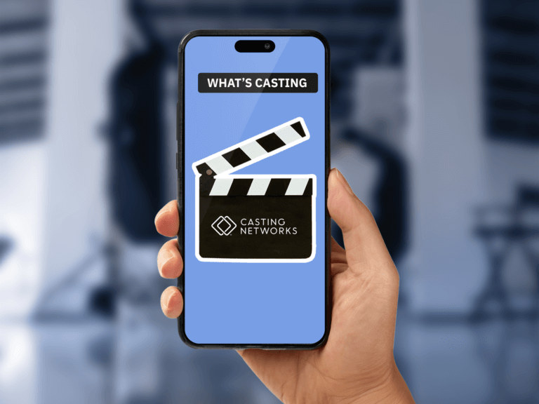 Person holding a phone opening an app for Casting Networks.