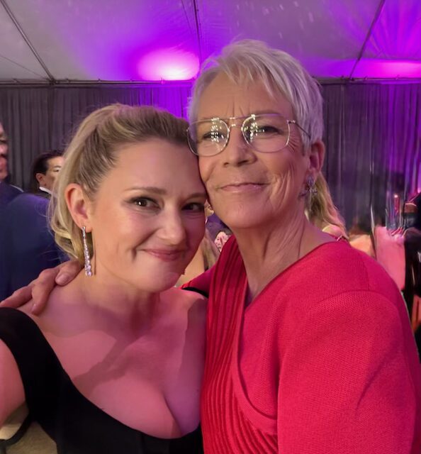Jamie Lee Curtis and Kimberly Bigsby smiling at the Freakier Friday premiere.