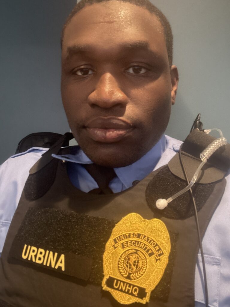 Justin Dinkins in a SWAT uniform on the set of The Night Agent.
